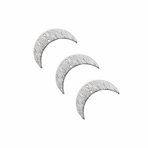 10PCS Brass Silver Textured Moon Horns Charms DIY Earrings Jewelry Making