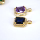 10PCS Brass Zircon Rectangle Square Charms Pendants Jewelry Making DIY Findings