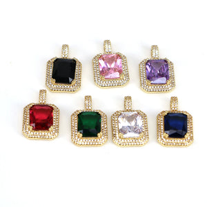 10PCS Brass Zircon Rectangle Square Charms Pendants Jewelry Making DIY Findings