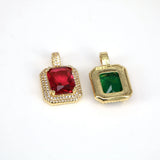 10PCS Brass Zircon Rectangle Square Charms Pendants Jewelry Making DIY Findings