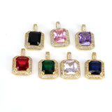 10PCS Brass Zircon Rectangle Square Charms Pendants Jewelry Making DIY Findings