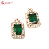 10PCS Brass Zircon Glass Charms Pendants Jewelry DIY Findings