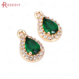 10PCS Brass Zircon Glass Charms Pendants Jewelry DIY Findings