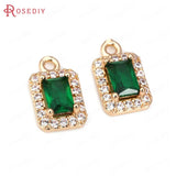 10PCS Brass Zircon Glass Charms Pendants Jewelry DIY Findings