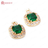 10PCS Brass Zircon Glass Charms Pendants Jewelry DIY Findings