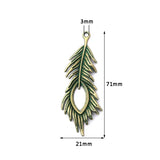10PCS Bronze Boho Verdigris Phoenix Peafowls Feather Charms for Jewelry Making