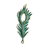 10PCS Bronze Boho Verdigris Phoenix Peafowls Feather Charms for Jewelry Making