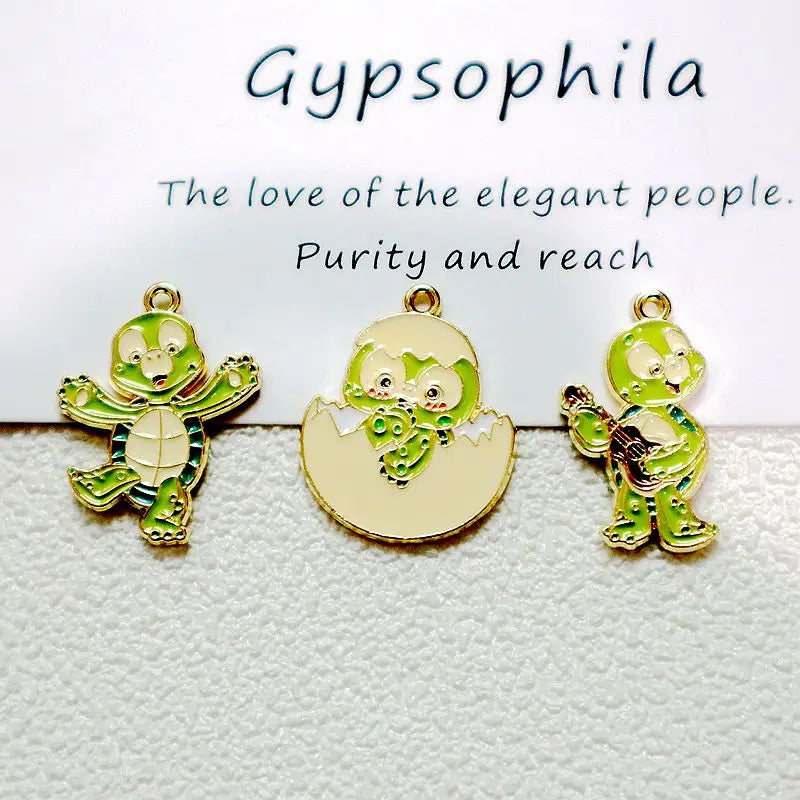 10PCS Cartoon Animal Turtle Alloy Enamel Pendant Charm DIY Accessory