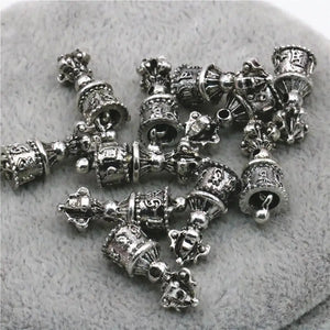 10PCS Carved Copper DIY Loose Beads Bell Tower Crafts Accessory