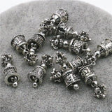 10PCS Carved Copper DIY Loose Beads Bell Tower Crafts Accessory