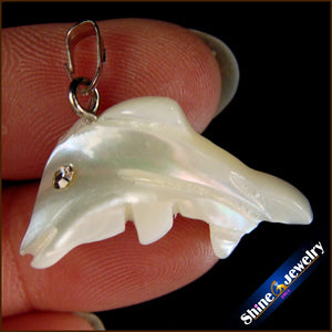10PCS Dolphin Carved Shell Charm Necklace Pendant DIY Jewelry Making Beads