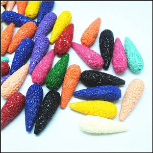10PCS Flower Carving Clay Beads for Earring Making Parts 15x40mm