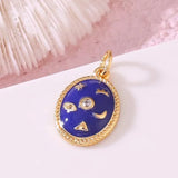 10PCS Star Moon Enamel Charms for Jewelry Making