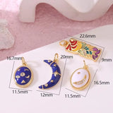 10PCS Star Moon Enamel Charms for Jewelry Making