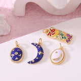 10PCS Star Moon Enamel Charms for Jewelry Making