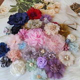 10PCS Chiffon Gauze Silk Rose Flowers DIY Clothing Hat Wedding Party Decor