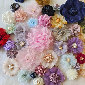10PCS Chiffon Gauze Silk Rose Flowers DIY Clothing Hat Wedding Party Decor
