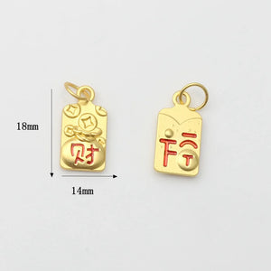 10PCS Chinese Wind Alloy Fortune Pendants DIY Jewelry Accessories