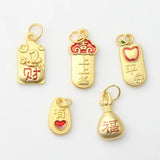 10PCS Chinese Wind Alloy Fortune Pendants DIY Jewelry Accessories