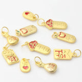 10PCS Chinese Wind Alloy Fortune Pendants DIY Jewelry Accessories