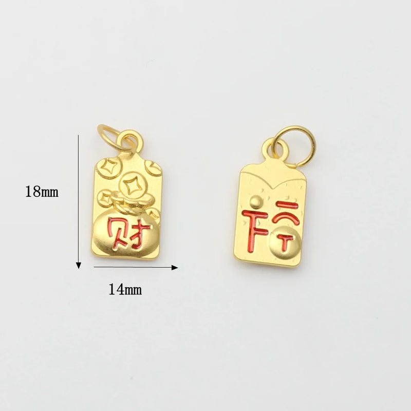 10PCS Chinese Wind Alloy Fortune Pendants DIY Jewelry Accessories