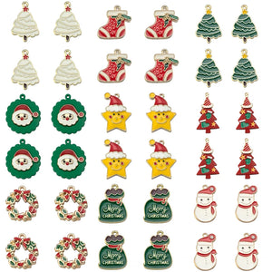 10PCS Christmas Alloy Pendant Silver Necklace for Jewelry Making