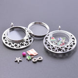 10PCS Christmas Snowflakes Glass Floating Charm Locket Necklace Gift for Women