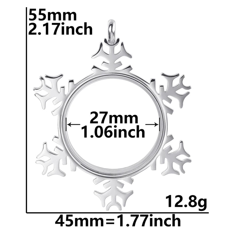 10PCS Christmas Snowflakes Glass Floating Charm Locket Necklace Gift for Women