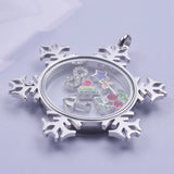 10PCS Christmas Snowflakes Glass Floating Charm Locket Necklace Gift for Women