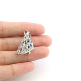 10PCS Christmas Tree Rhinestone Pearl Cage Locket Pendant for Necklace Keychain