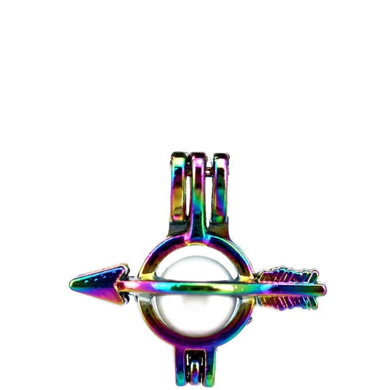 10PCS Bow and Arrow Pearl Cage Locket Pendant Aromatherapy Diffuser