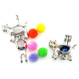 10PCS Cat Pearl Cage Floating Locket Aromatherapy Pendant