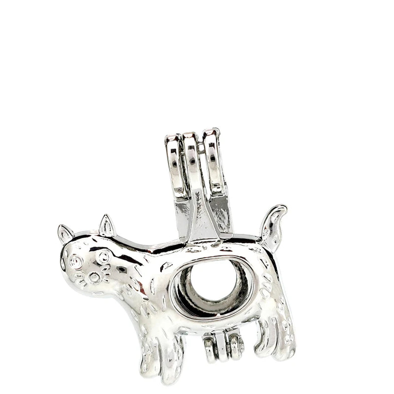 10PCS Cat Pearl Cage Floating Locket Aromatherapy Pendant