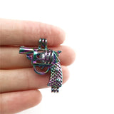 10PCS Pistol Pearl Cage Locket Aromatherapy Diffuser Pendant