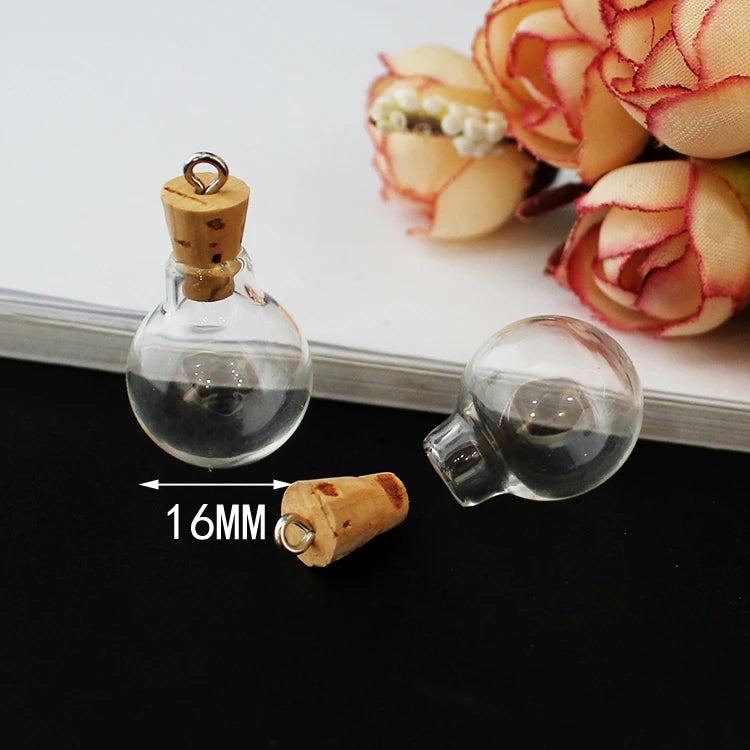 10PCS Clear Glass Round Bulb Bottle with Cork Stopper Wedding Favors