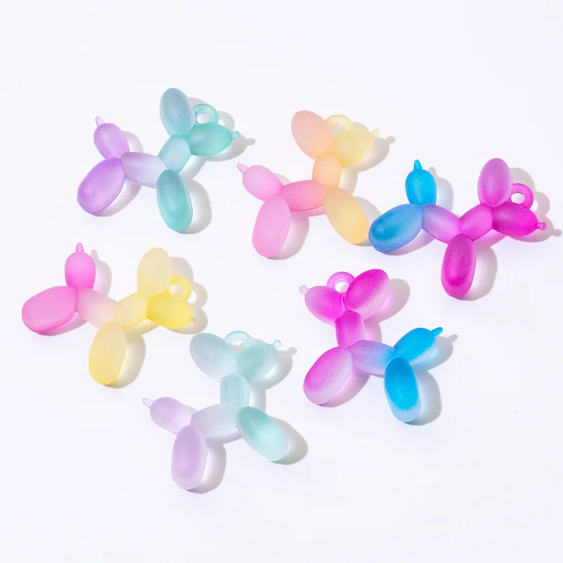 10PCS Cute Balloon Dog Pendant Keychain Charms DIY Jewelry Accessories
