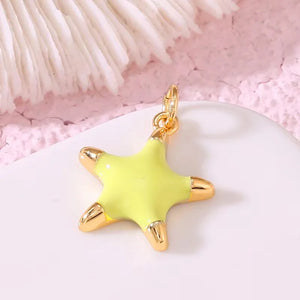10PCS Colorful Star Charms Zircon Copper Plated Wedding Party Gift