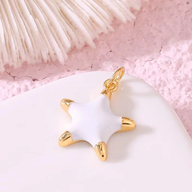 10PCS Colorful Star Charms Zircon Copper Plated Wedding Party Gift