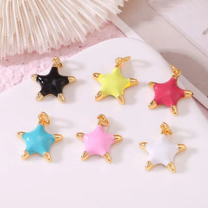 10PCS Colorful Star Charms Zircon Copper Plated Wedding Party Gift