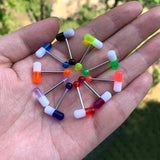 10PCS Colorful Tongue Rings Acrylic Pill Tongue Piercing Ring