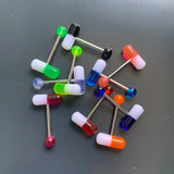 10PCS Colorful Tongue Rings Acrylic Pill Tongue Piercing Ring