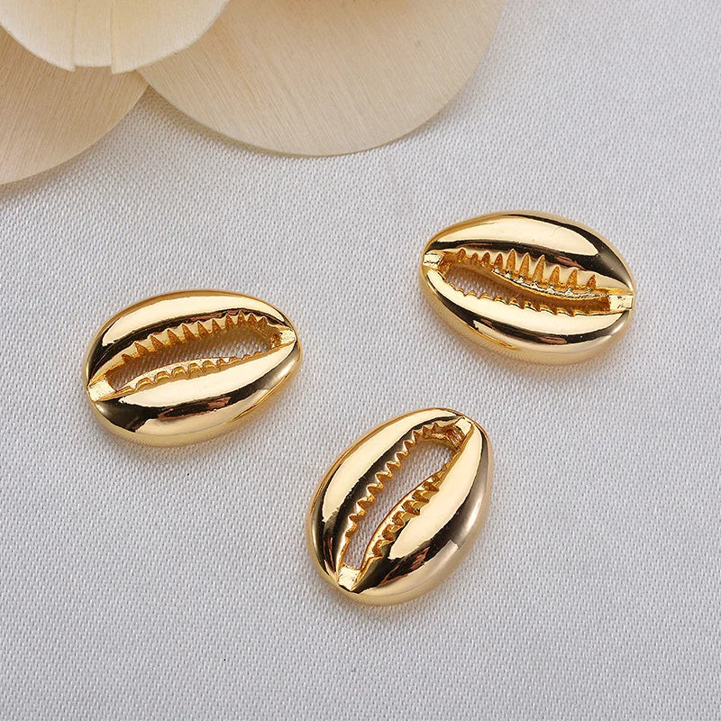10PCS Copper-plated Shell Beads for DIY Earrings Making