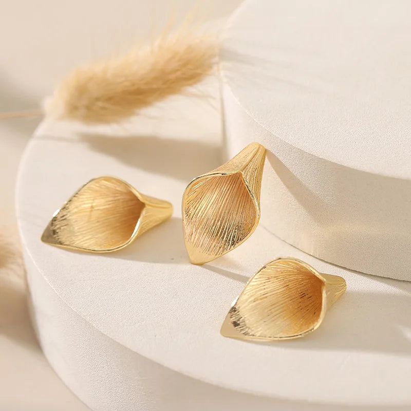 10PCS Copper-plated Leaf Petal Bead Holder for DIY Bridal Earrings