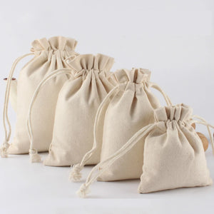10PCS Cotton Canvas Drawstring Bag for Jewelry Storage Pouch Logo Print