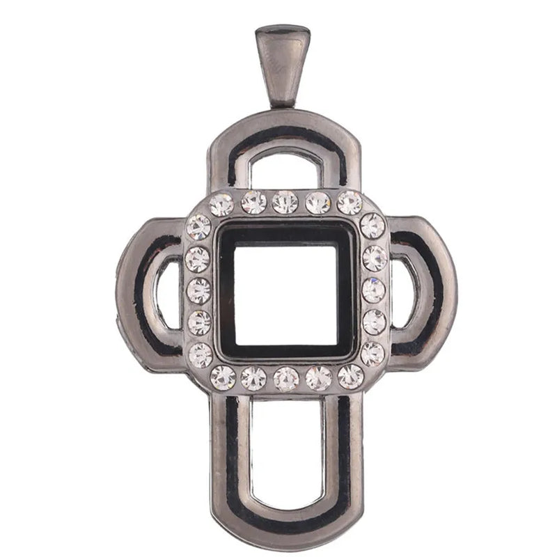 10PCS Square Drill Floating Locket Alloy Pendant Charm Jewelry