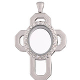 10PCS Crucifix Rhinestone Smoothing Floating Locket Alloy Pendant