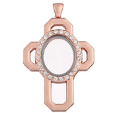 10PCS Crucifix Rhinestone Smoothing Floating Locket Alloy Pendant