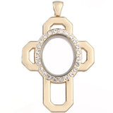 10PCS Crucifix Rhinestone Smoothing Floating Locket Alloy Pendant