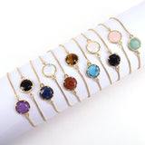 Crystal Quartz Howlite Stone Bracelet - Gold Plated - Birthstone Bridesmaid Gift