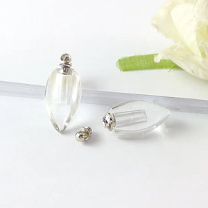 10PCS Crystal Vial Perfume Bottle Charms Screw Cap Necklace Rice Charms